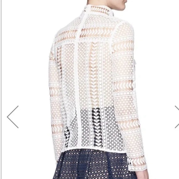 Self Portrait Crochet Lace Panel Long Sleeve Blouse - Picture 2 of 7